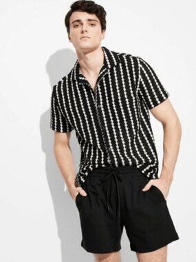 New Original Use Monochrome Striped Knit Shirt small